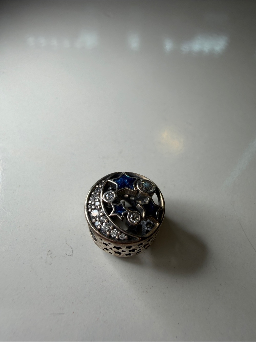 pandora bracelet Silver-tone Star and Crystal Bead Charm - Blue Accents